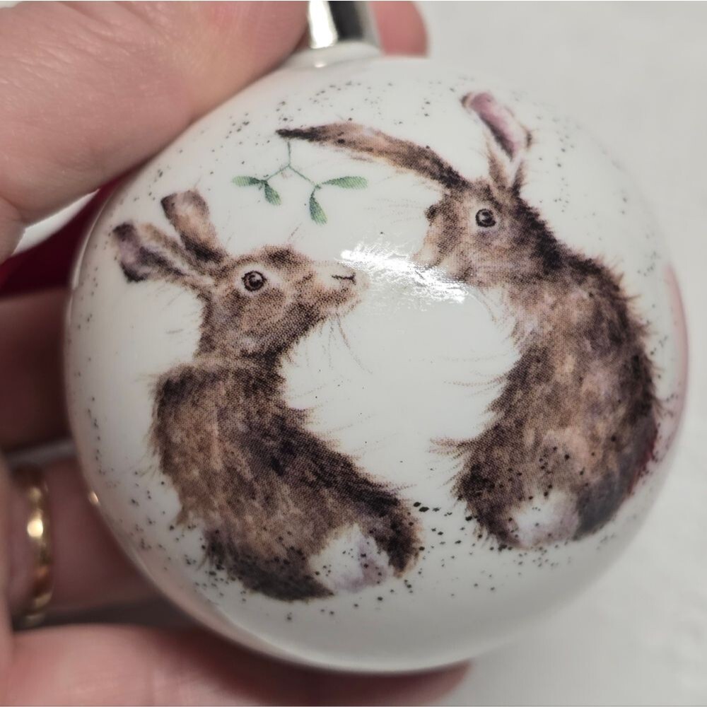 Royal Worcester Wrendale Designs Rabbit Bunny Ball Ornament NEW Christmas Easter - Picture 3 of 9